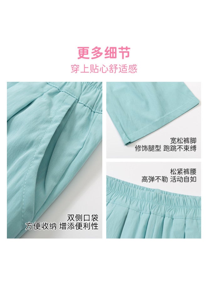 Bumblebee Girls' Summer Pants - Kids' Ice Silk Wide Leg Trousers, Loose Straight Cut With Flowy Drape, Breathable Elastic Waist Comfortable Play Pants For Big Girls - Image 5