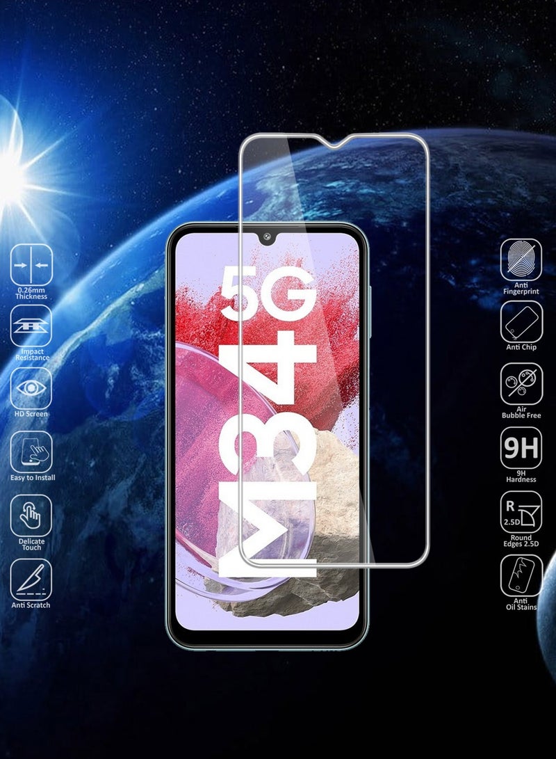 Techie حماية شاشة من الزجاج المقسى HD لجهاز سامسونج جالاكسي M34 5G 2023 - مضاد للتأثيرات مضاد للفقاعات صلابة 9H سمك 0.33 مم حواف مدورة تركيب سهل - Image 2