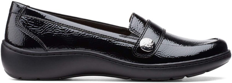 Clarks Collection Women's Cora Daisy Loafer, Black Synthetic Crinkle Patent Synthetic, 7.5 Medium US - Image 2