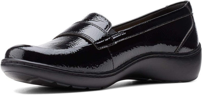 Clarks Collection Women's Cora Daisy Loafer, Black Synthetic Crinkle Patent Synthetic, 7.5 Medium US - Image 5