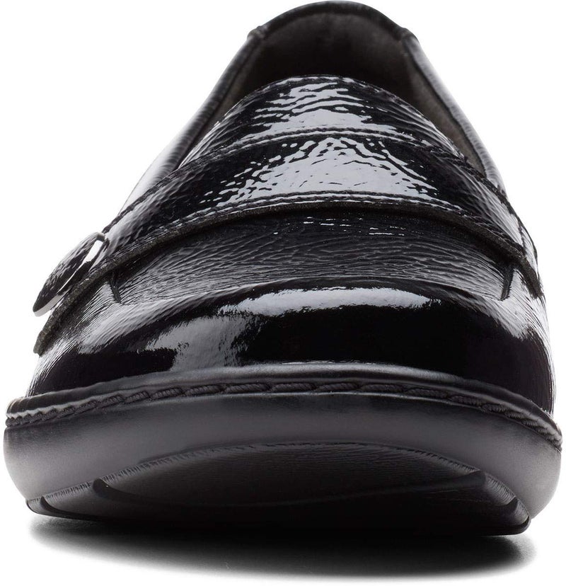 Clarks Collection Women's Cora Daisy Loafer, Black Synthetic Crinkle Patent Synthetic, 7.5 Medium US - Image 4