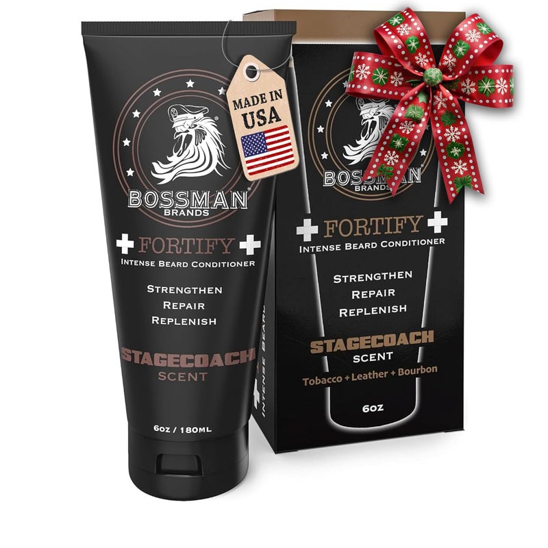 Bossman Fortify Intense Beard Conditioner for Men (Stagecoach Scent) â€“ Moisturizes, Replenishes & Protects with Natural Ingredients â€“ Thicker Formula, Made in USA - Image 1