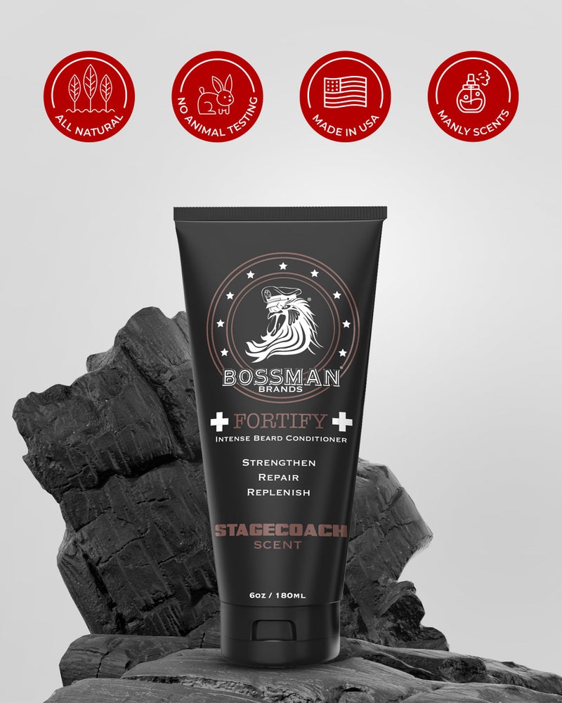 Bossman Fortify Intense Beard Conditioner for Men (Stagecoach Scent) â€“ Moisturizes, Replenishes & Protects with Natural Ingredients â€“ Thicker Formula, Made in USA - Image 5