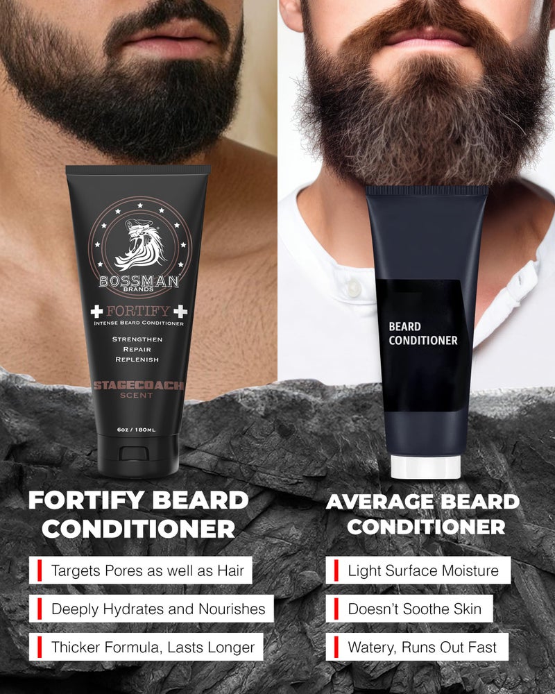 Bossman Fortify Intense Beard Conditioner for Men (Stagecoach Scent) â€“ Moisturizes, Replenishes & Protects with Natural Ingredients â€“ Thicker Formula, Made in USA - Image 4