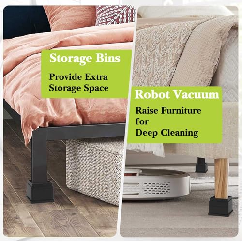 Yookwutar 4 Pack Furniture Risers 1 Inch, Adjustable Bed Risers Heavy Duty for Table Desk Couch Chair Sofa Cabinet Bed Frame Dorm, Square Stackable Table Leg Risers Lift Height 1", 2" or 3", Black - Image 5
