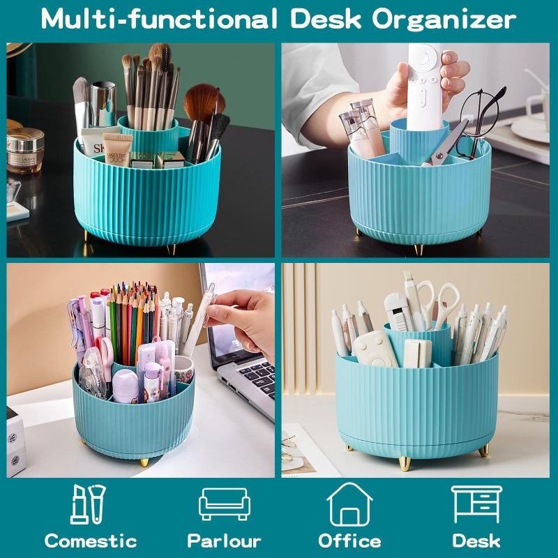 Fanado 360 Rotate Makeup Brush Holder Organizer  Makeup Organizers Countertop  Makeup Organization And Skincare Storage With Gift Box Packing For Vanity  Desktop  Bathroom (Blue) - Image 4