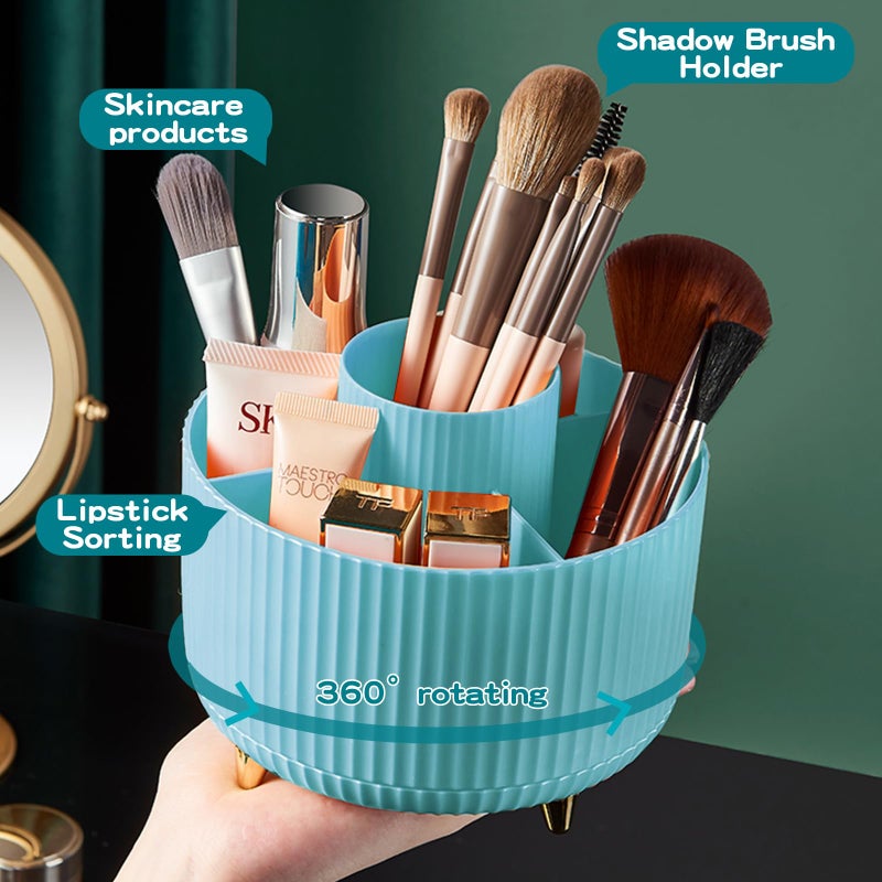 Fanado 360 Rotate Makeup Brush Holder Organizer  Makeup Organizers Countertop  Makeup Organization And Skincare Storage With Gift Box Packing For Vanity  Desktop  Bathroom (Blue) - Image 2