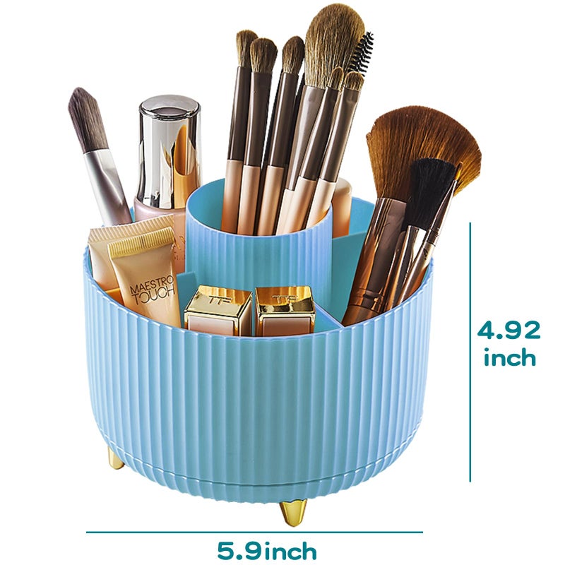 Fanado 360 Rotate Makeup Brush Holder Organizer  Makeup Organizers Countertop  Makeup Organization And Skincare Storage With Gift Box Packing For Vanity  Desktop  Bathroom (Blue) - Image 5
