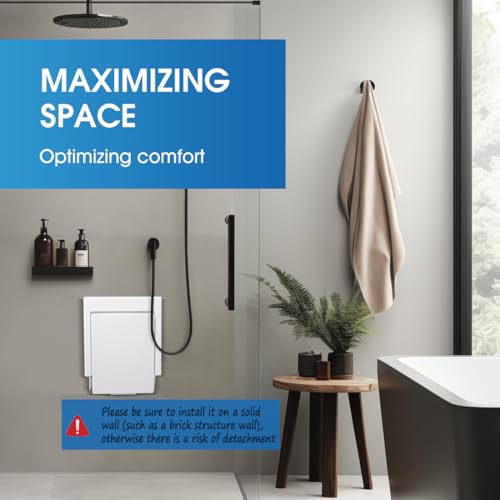 iHork 550lbs Capacity Big Size Folding Shower Seat and Bench Wall Mounted,Wall Mounted Folding Chair with Solid 304 Steel Structure - Image 4