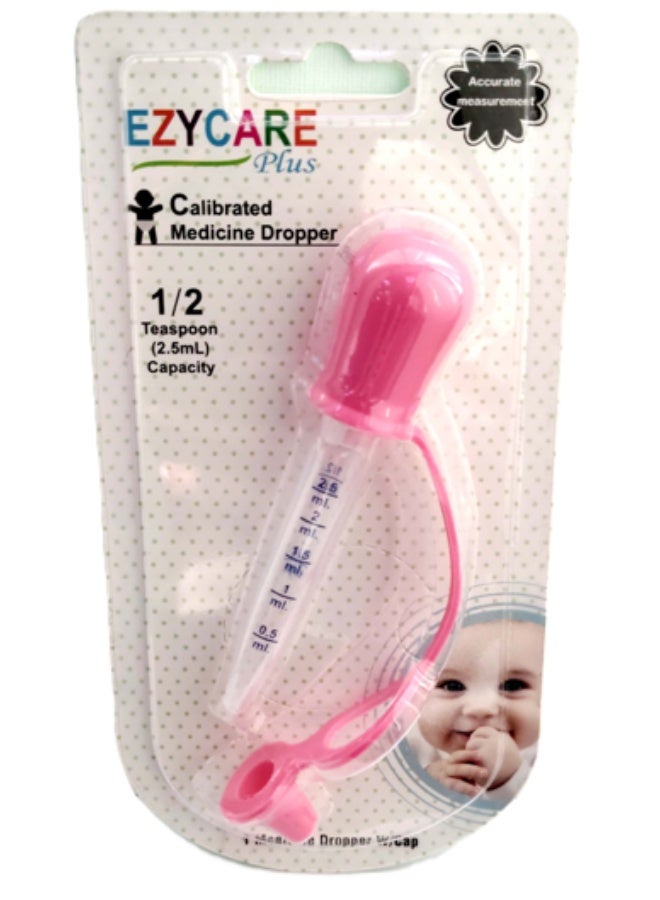 EzyCare Calibrated Medicine Dropper with Protective Cap – 2.5 ml Precision Dosage (Pink) - Image 1