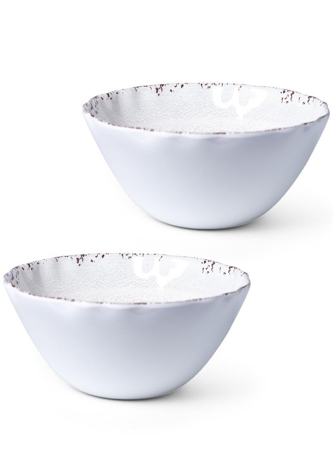 LEHAHA Rustic White Melamine Large Serving Bowl, 2 pieces Set,12 inches (130 OZ) Larger Salad Bowl, Lightweight and Unbreakable Mixing Bowl, BPA Free Melamine Bowls, Dishwasher Safe… - Image 2