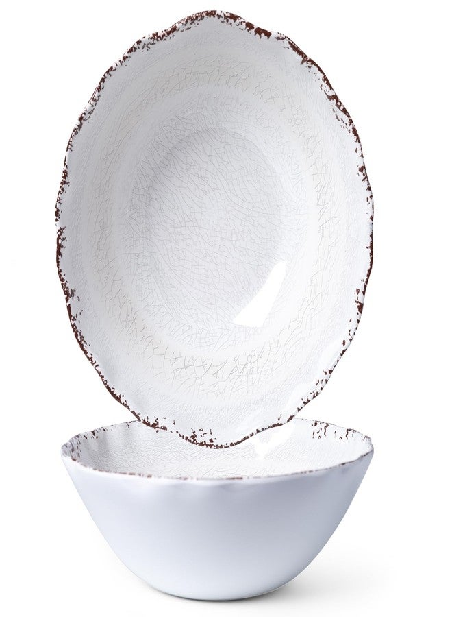 LEHAHA Rustic White Melamine Large Serving Bowl, 2 pieces Set,12 inches (130 OZ) Larger Salad Bowl, Lightweight and Unbreakable Mixing Bowl, BPA Free Melamine Bowls, Dishwasher Safe… - Image 1