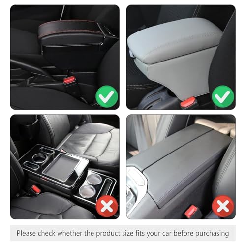 YOURKARTS.COM YOURKARTS.COM Car Center Console Armrest Cover Pad with Mobile Pocket Universal Arm Rest Cushion for Cars & SUVs, Anti-Slip Seat Box Protector, Car Accessory (Black Quilted Design) - Image 5