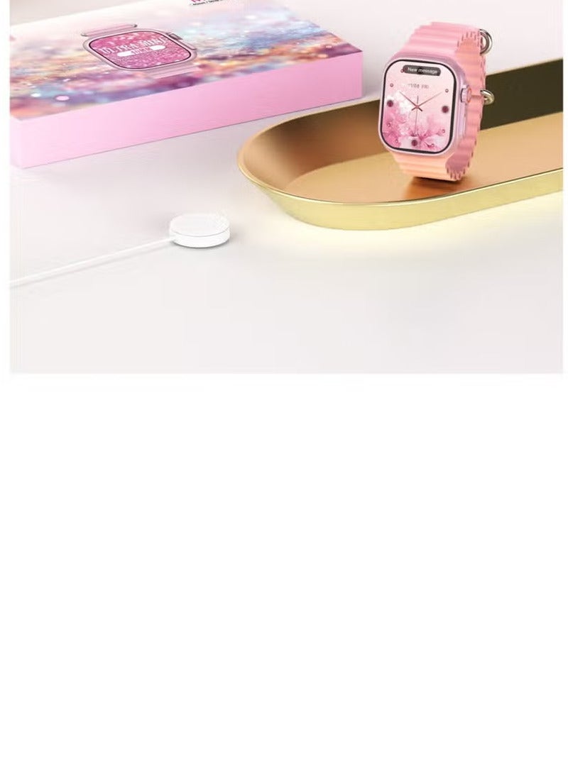 Modio MC88 Original Ultra Mini 36mm Smart Watch with Wireless Charging Strap for Small and medium Hand and Girls and Screw Lock - Pink - Image 2