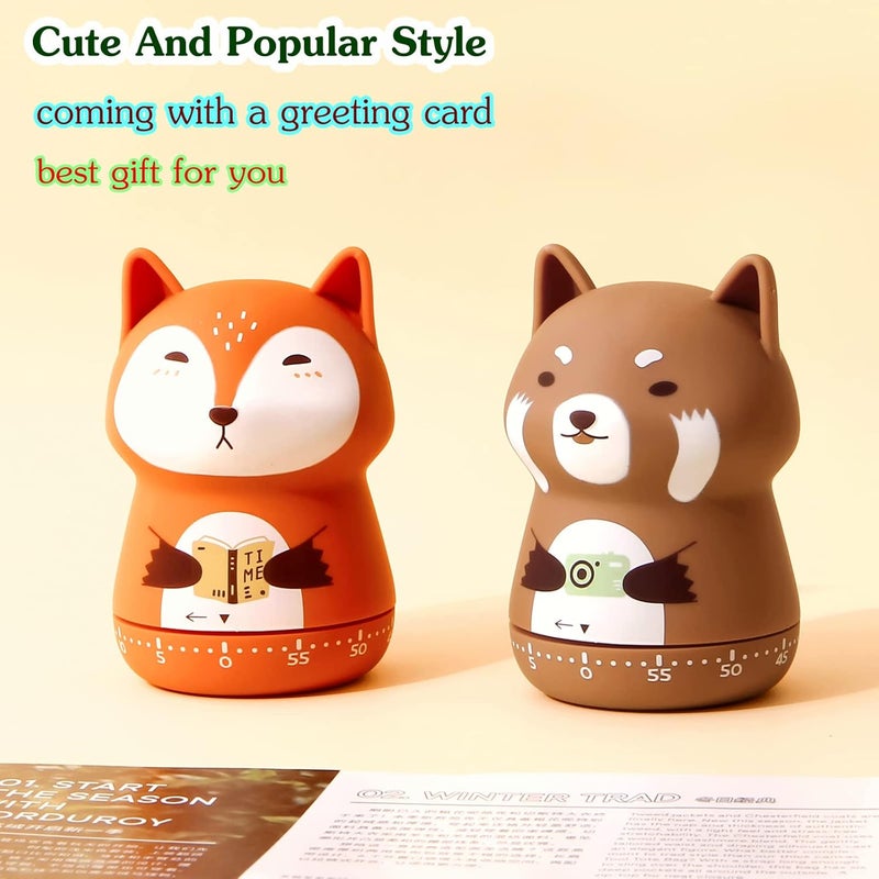 NUOSWEK Mechanical Kitchen Timer, Cute Animal Wind Up 60 Minutes Manual Countdown for Kids, Classroom, Home, Study and Cooking (Orange Fox) - Image 5
