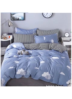 AL RAID Single Size Bed Sheet Set | Microfiber & Cotton Duvet Cover Set | 4PCS Bedding Set Includes 1 Duvet Cover 160x210 cm, 1 Fitted Sheet 120x200+20 cm, 2 Pillowcases 50x75 cm | Soft & Durable Bedding 