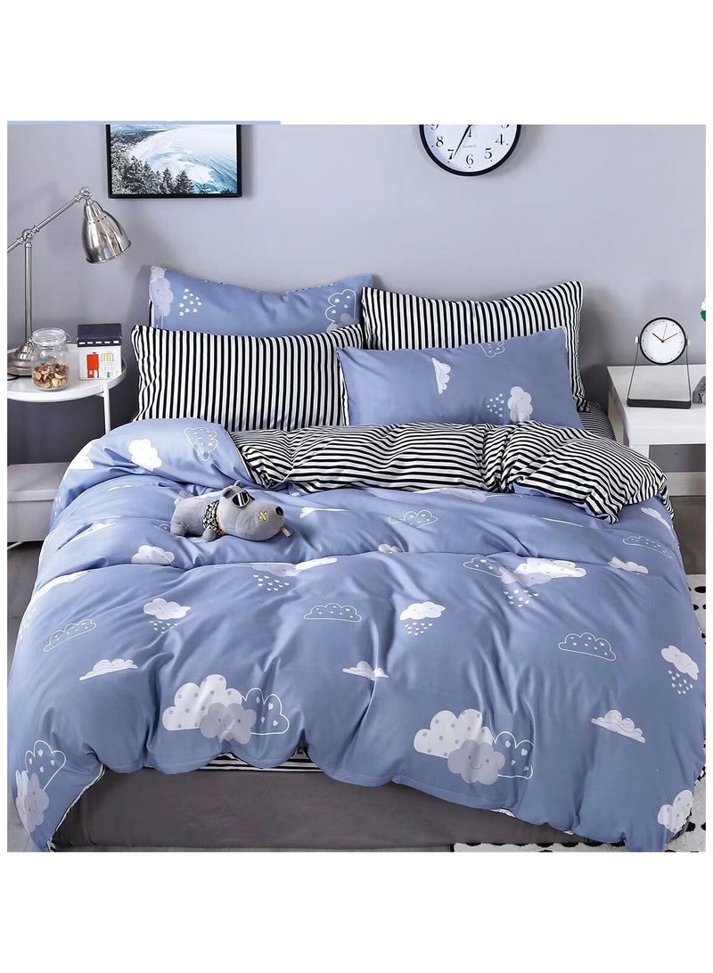 AL RAID Single Size Bed Sheet Set | Microfiber & Cotton Duvet Cover Set | 4PCS Bedding Set Includes 1 Duvet Cover 160x210 cm, 1 Fitted Sheet 120x200+20 cm, 2 Pillowcases 50x75 cm | Soft & Durable Bedding