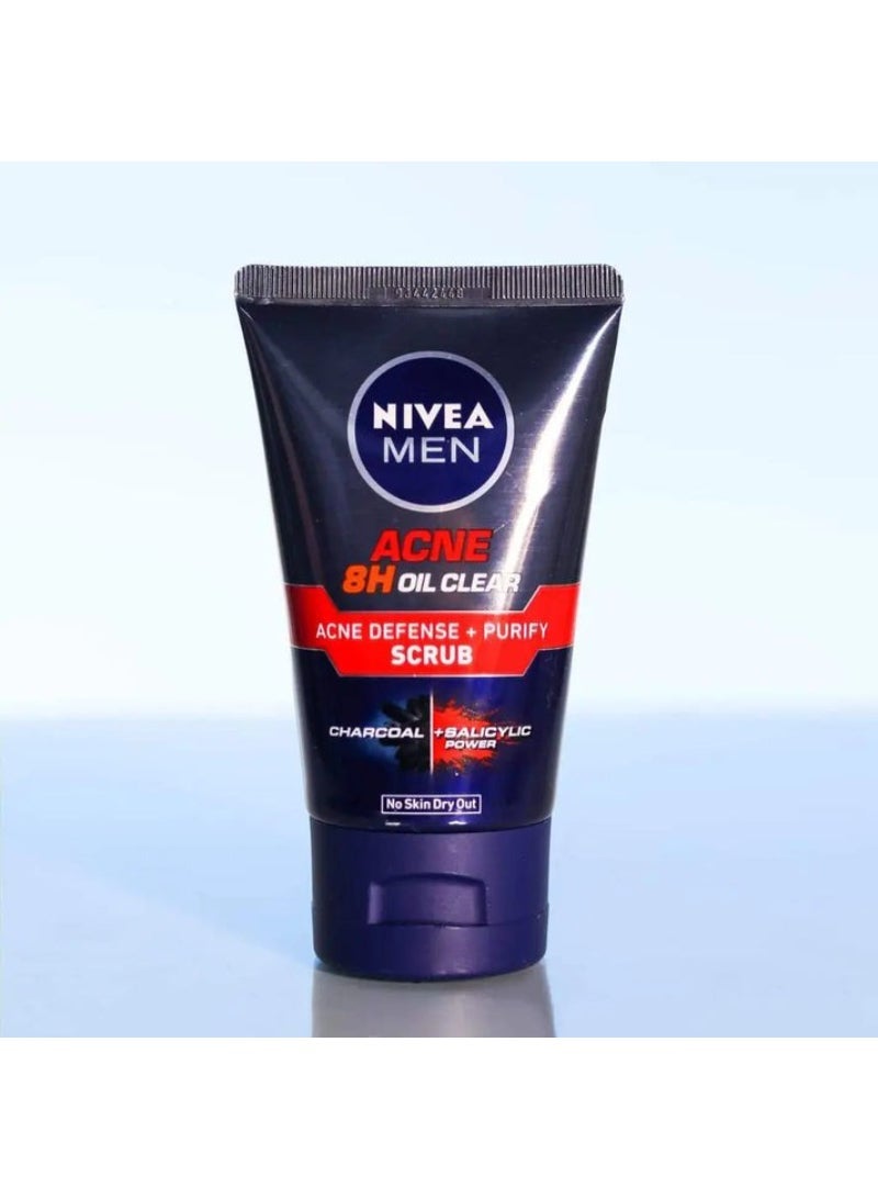 Nivea Men Acne 8H Oil Clear Acne Defense + Purify Scrub 100ML