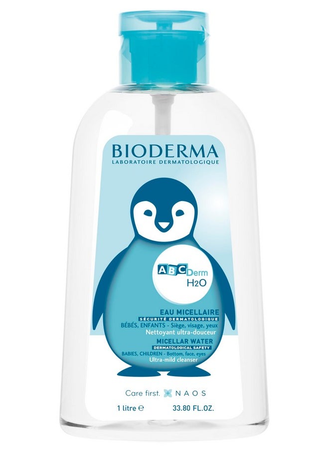 Bioderma Abcderm H2O - Baby Skin Care - Micellar Cleansing Water For Babies And Kids, Blue, 33.8 Fl Oz  - Image 1
