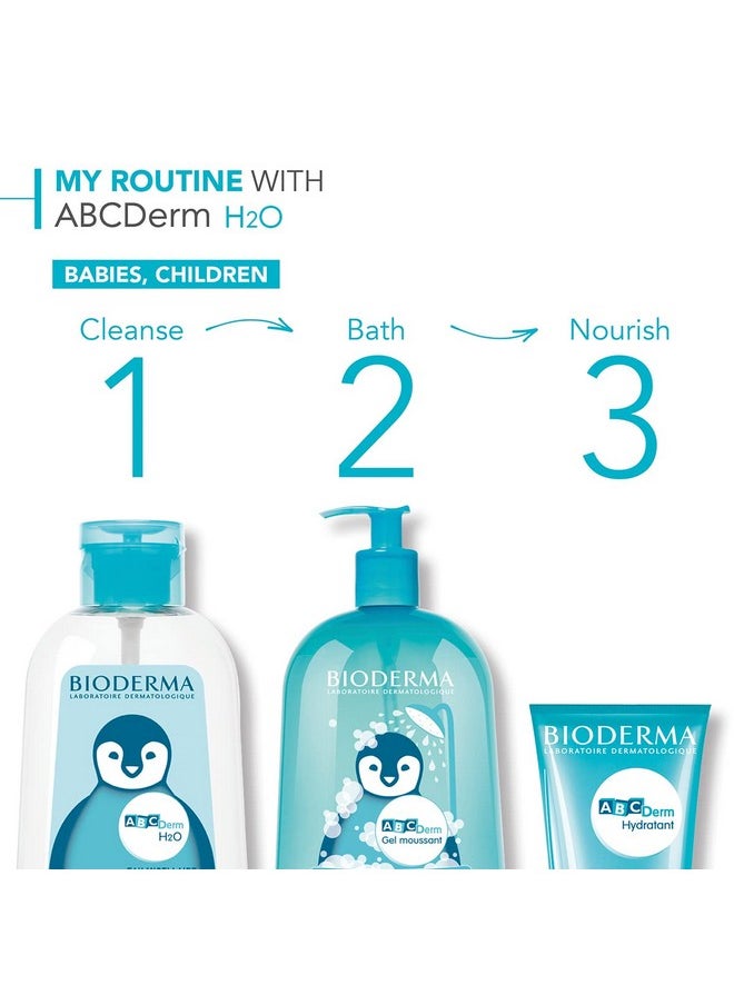 Bioderma Abcderm H2O - Baby Skin Care - Micellar Cleansing Water For Babies And Kids, Blue, 33.8 Fl Oz  - Image 2