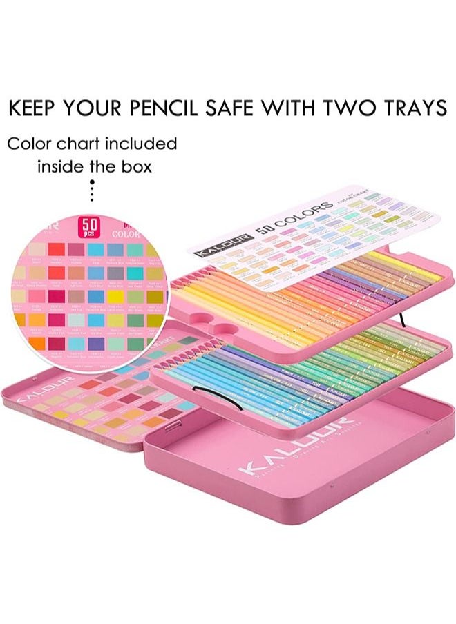 KALOUR - KALOUR Macaron Pastel Colored Pencils,Set of 50 Colors,Artists Soft Core,Ideal for Drawing Sketching Shading,Coloring Pencils for Adults Kids Beginners - Image 1