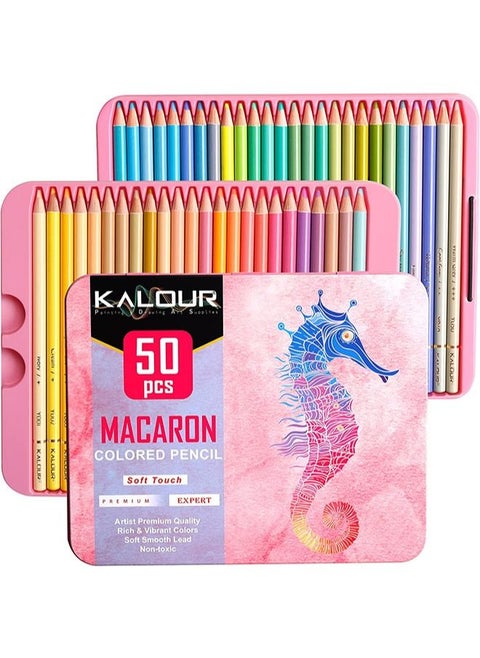 KALOUR Macaron Pastel Colored Pencils,Set of 50 Colors,Artists Soft Core,Ideal for Drawing Sketching Shading,Coloring Pencils for Adults Kids Beginners