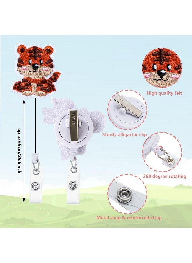 Whaline 8Pcs Zoo Animals Retractable Badge Reels Holders With Alligator Clip Back To School Lion Elephant Sloth Id Badge Reels Animal Felt Badge Holders For Students Teachers Nurses Doctors Favor - Image 3