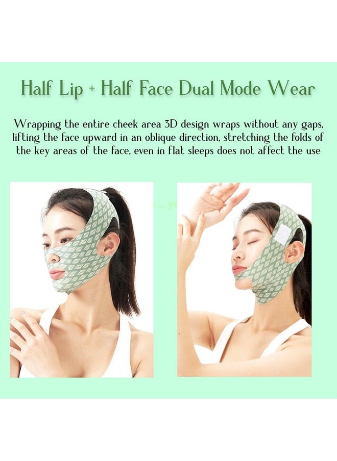 NUCARTURE - Face Slimming Belt, Double Chin Fat Reducer Cheek Slimmer And Change Face Shaper Wrinkle Remover Elastic Strap, V Shape Facial Belt For Women And Men (Green) - Image 1
