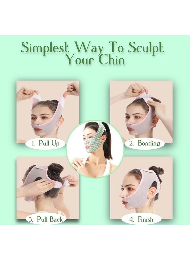 NUCARTURE - Face Slimming Belt, Double Chin Fat Reducer Cheek Slimmer And Change Face Shaper Wrinkle Remover Elastic Strap, V Shape Facial Belt For Women And Men (Green) - Image 1