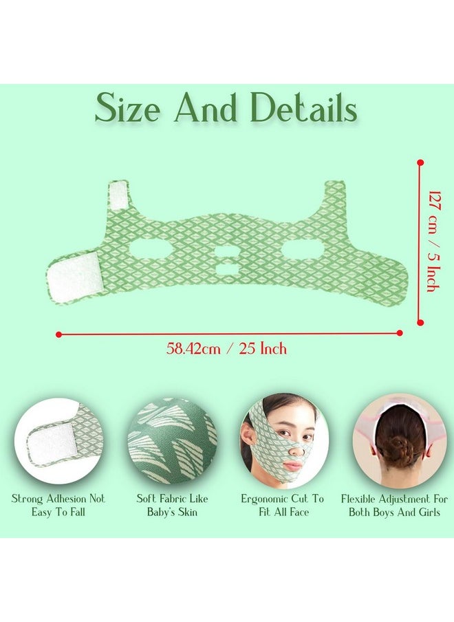 NUCARTURE - Face Slimming Belt, Double Chin Fat Reducer Cheek Slimmer And Change Face Shaper Wrinkle Remover Elastic Strap, V Shape Facial Belt For Women And Men (Green) - Image 1