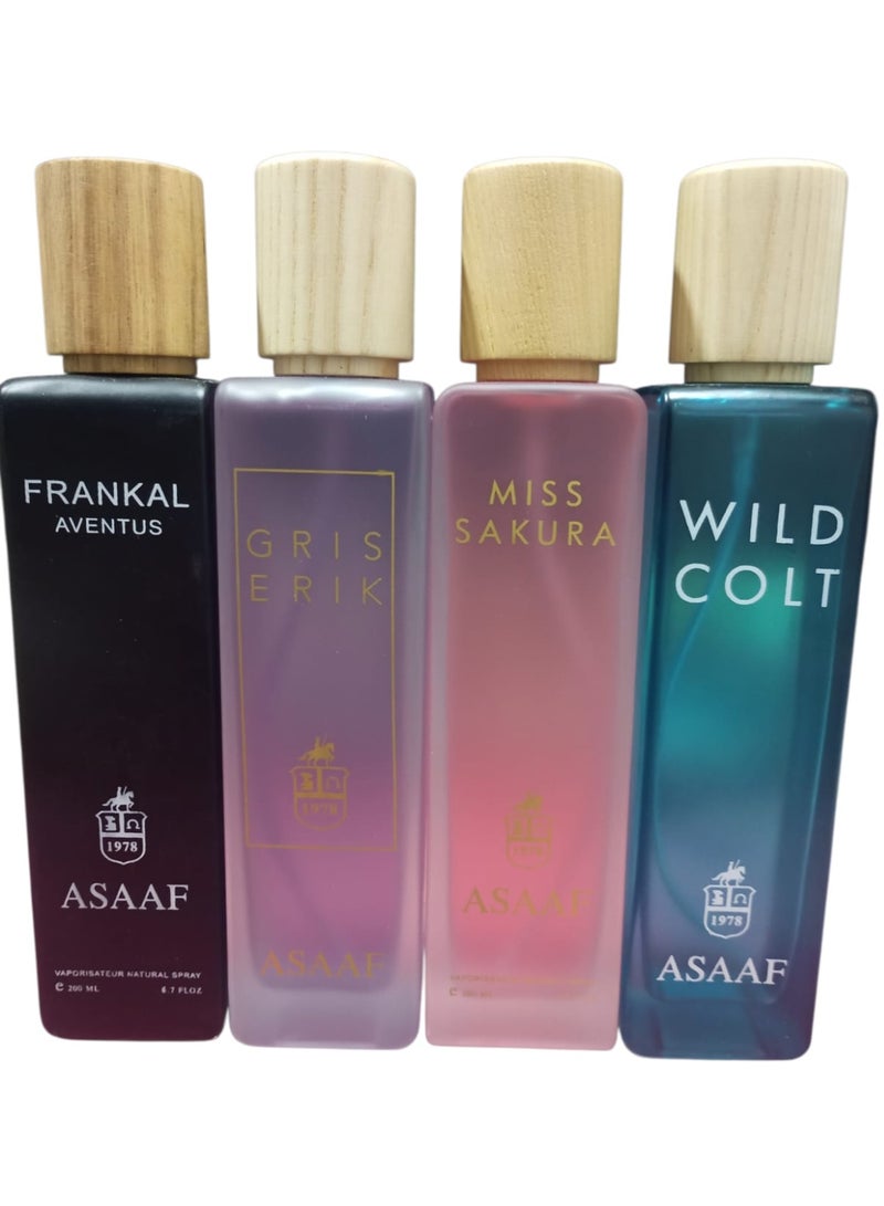 ASAAF PACKAGE ASAAF ( MISS SAKURA + WILD COLT + GRIS ERIK+FRANKEL AVENTUS ) 4*PCS-200 ML - Image 2