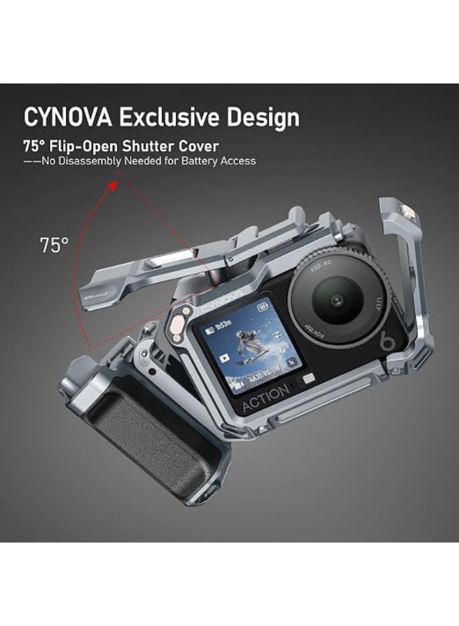 CYNOVA Aluminum Street Grip Kit for DJI Osmo Action 6 Accessories, Metal Protective Cage Frame with Photography Grip, Silicone-Coated Handle, Wrist Strap for DJI Osmo Action 6 Camera - Image 3