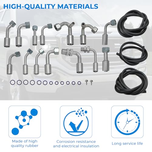 MOTOQUEEN AC Hose Kit R134a for GM Cars Truck Vehicle such as for Buick Chevrolet Cadillac GMC Wuling Baojun Holden Air Conditioning Ext Length Hoses with Fittings and O-rings - Image 4