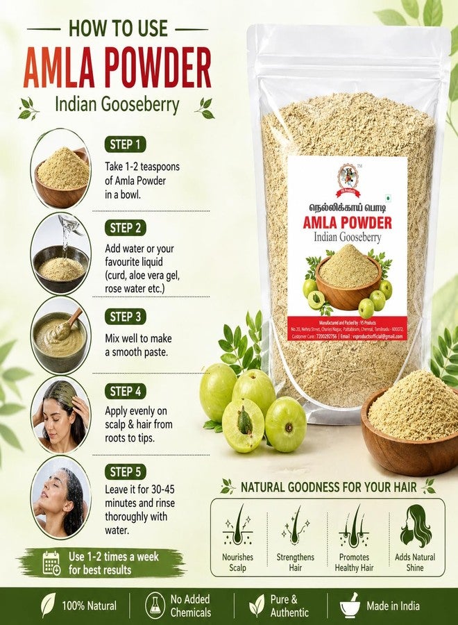 VS Products Amla Powder, 25g | Pure Indian Gooseberry Powder Natural Herbal Hair Care Powder - Image 3