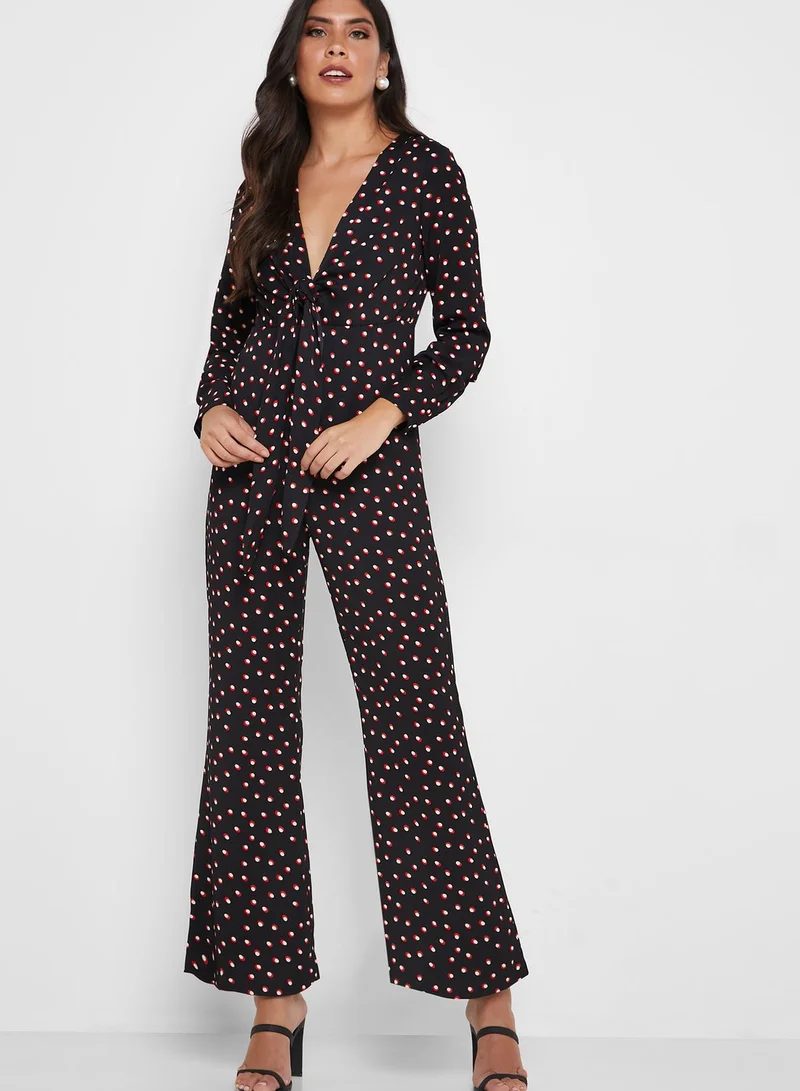 Bardot Front Tie Wide Leg Jumpsuit