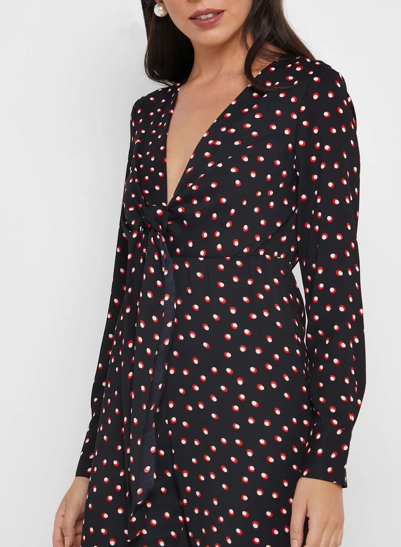 Bardot Front Tie Wide Leg Jumpsuit