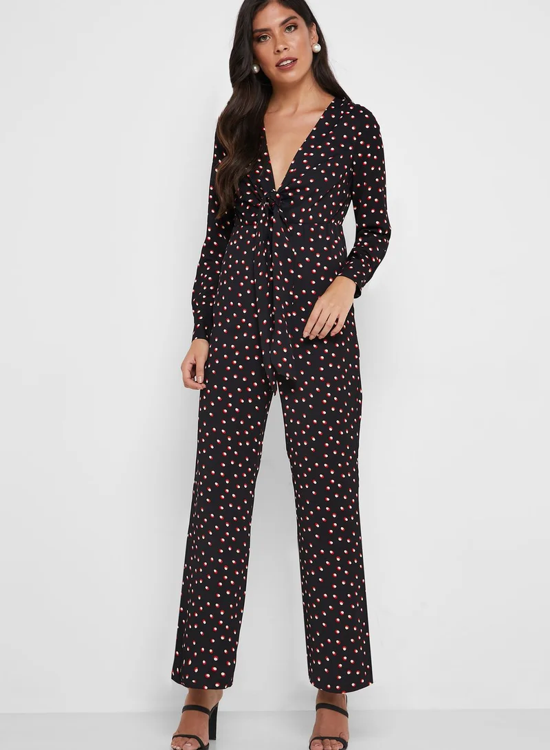 Bardot Front Tie Wide Leg Jumpsuit