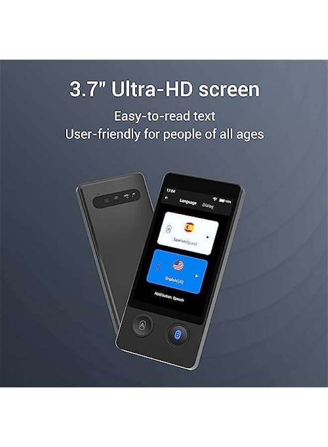 Language Translator Device 144 Languages and Accents with 3.7 inch Touchscreen AI Image Translator Device Portable Two-Way Voice Translator
