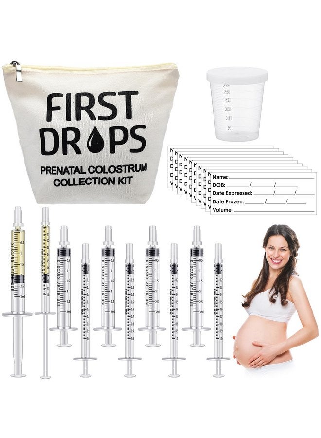 Geiserailie Geiserailie 100 Set Colostrum Collector Kit Include 100 1ml /3ml Sterile Sealed Breast Milk Collector No Needle Colostrum Syringes 100 Stickers 1 Measuring Cup Colostrum Collection 1 White Canvas Bag - Image 1