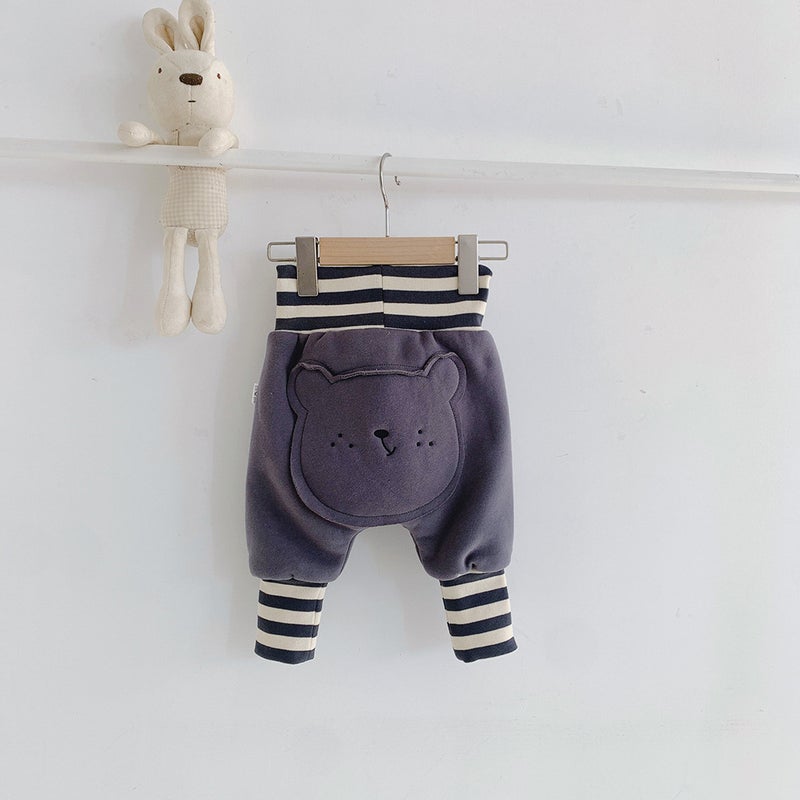 Baby's Pants with Velvet Thickened Autumn and Winter Cute Cartoon Large PP Pants Outer Wear Baby Warm High Waist Big Fat Pants - Image 1