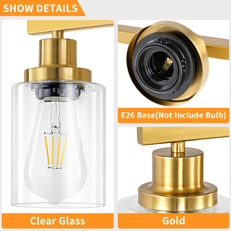 DIKAIDA 5 Light Gold Bathroom Vanity Light, Bathroom Light Fixtures, 31" Modern Brushed Gold Vanity Lighting Fixtures for Bathroom Over Mirror, Gold Sconces Wall Lighting for Bedroom - Image 4
