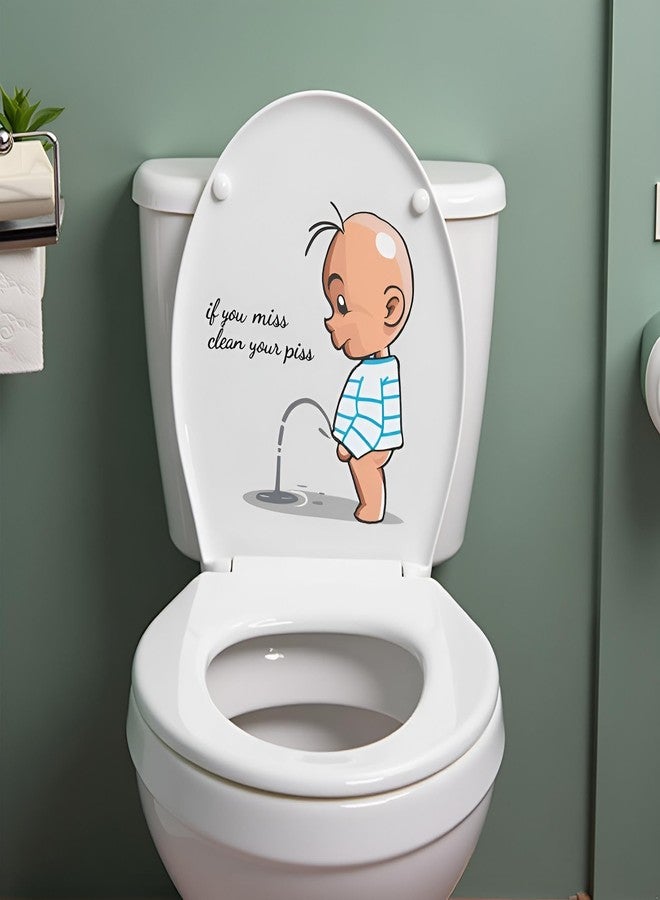 SquarezhenBo Toilet Sticker If You Miss,Clean Your Piss Funny Seat Sticker Bathroom Wall Decal, Vinyl Wall Art Sign Decor Toilet Lid DIY Removable WaterproofLid Decals Bathroom Accessories - Image 2