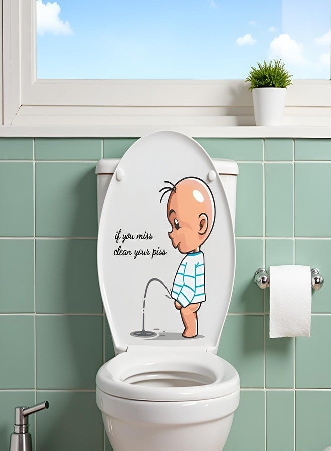 SquarezhenBo Toilet Sticker If You Miss,Clean Your Piss Funny Seat Sticker Bathroom Wall Decal, Vinyl Wall Art Sign Decor Toilet Lid DIY Removable WaterproofLid Decals Bathroom Accessories - Image 4
