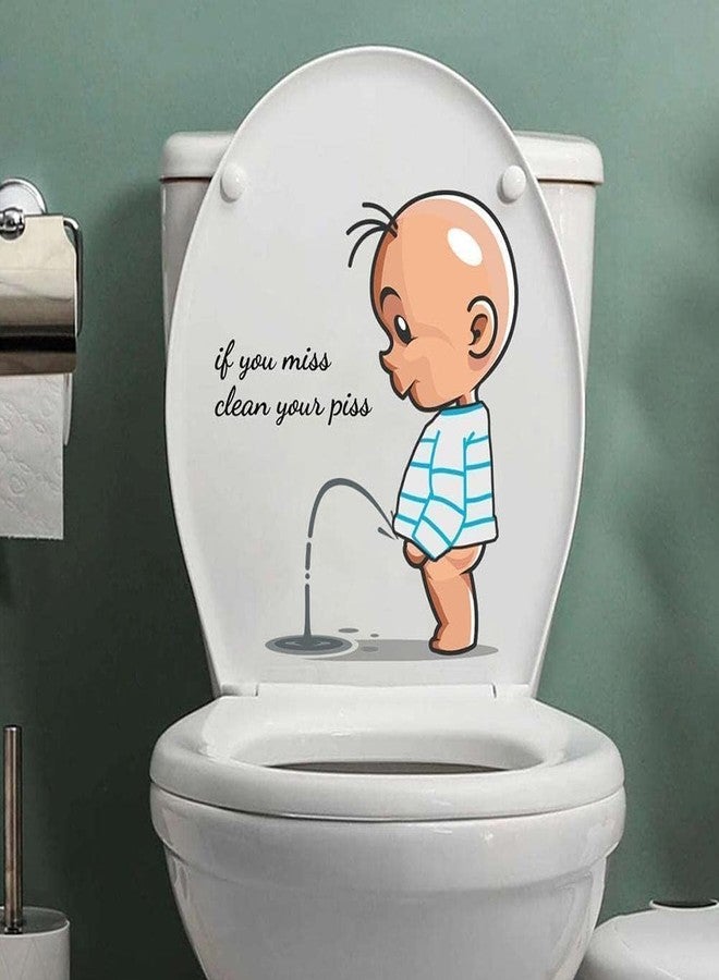 SquarezhenBo Toilet Sticker If You Miss,Clean Your Piss Funny Seat Sticker Bathroom Wall Decal, Vinyl Wall Art Sign Decor Toilet Lid DIY Removable WaterproofLid Decals Bathroom Accessories - Image 1