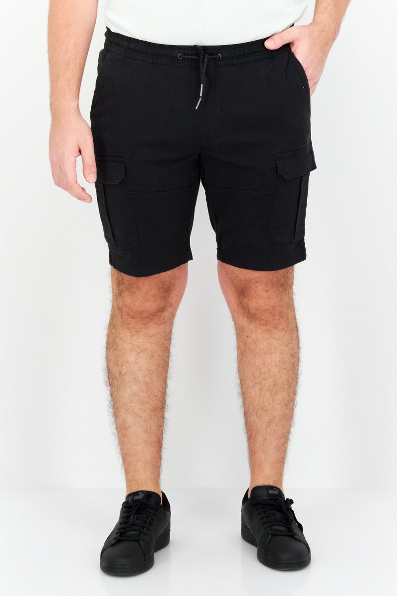 Celio Men Solid Cargo Basic Shorts, Black - Image 1