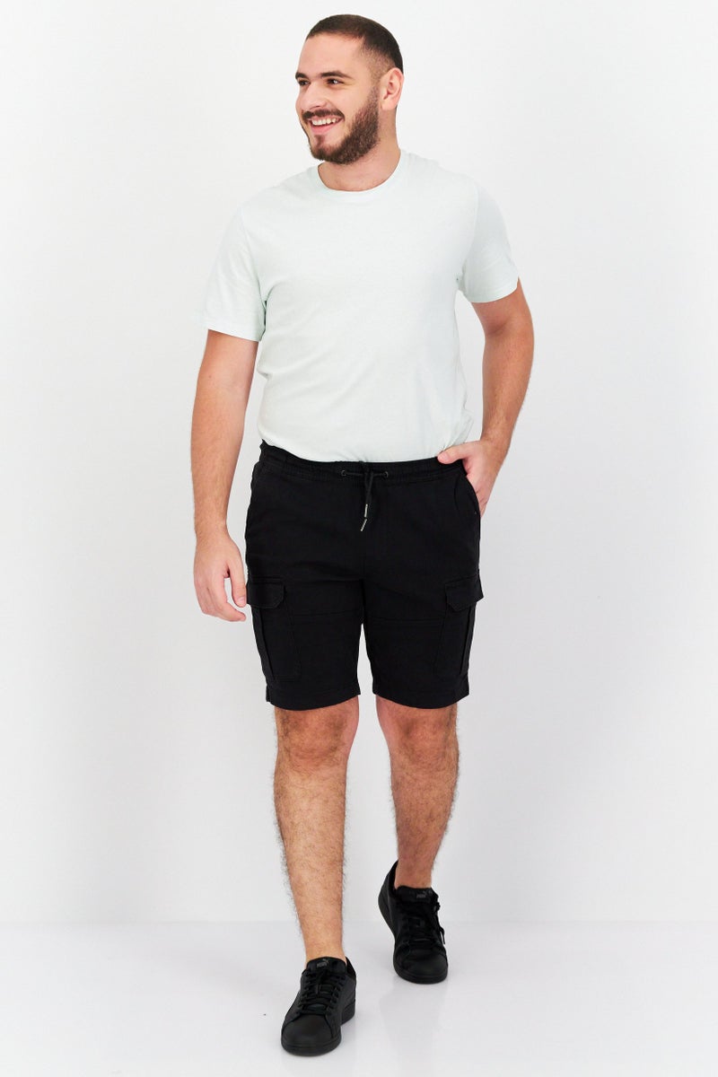 Celio Men Solid Cargo Basic Shorts, Black - Image 2