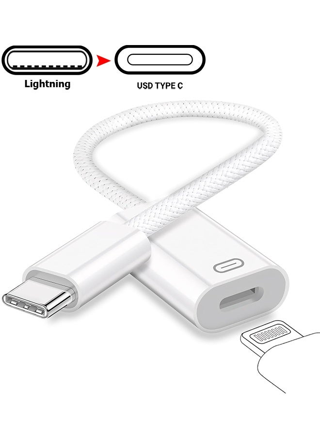 Wffo USB C to Lightning Headphone Audio Adapter, Type C Male to Female Lightning Earphone Supports PD 27W Fast Charging//Data Transfer, Compatible with iPhone 17/16/15 Plus/Pro/Max, iPad Pro/Air 6/5/4, MacBook - White - Image 1