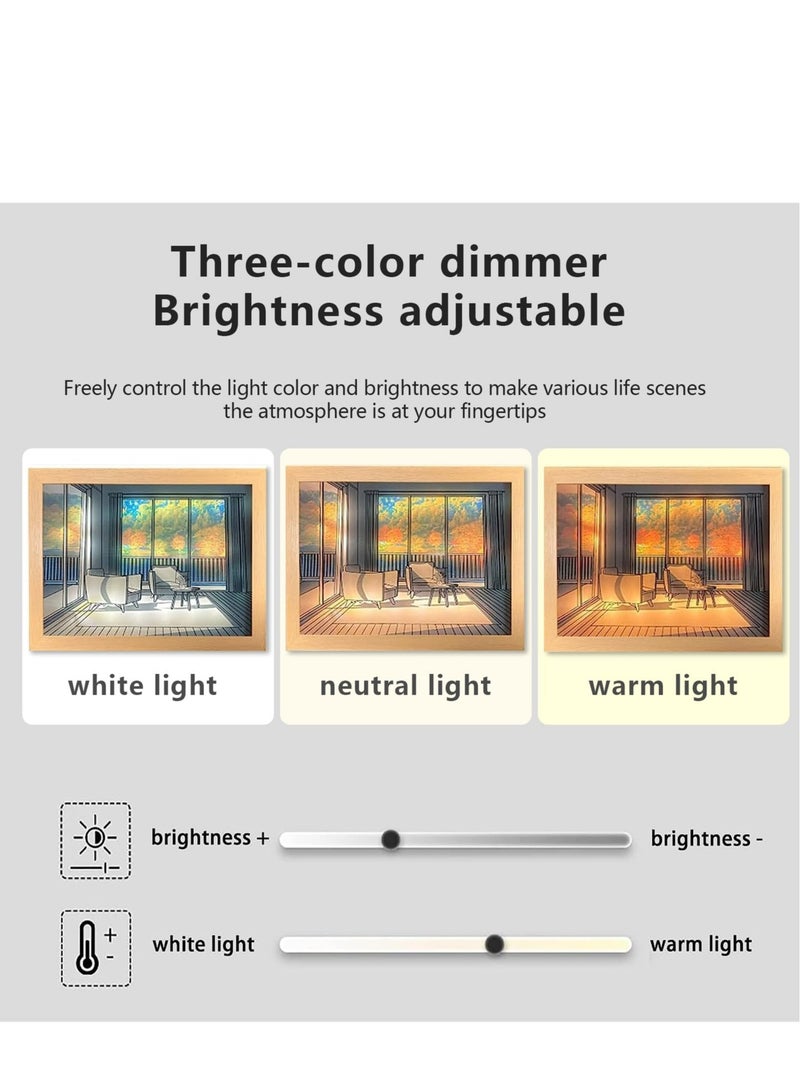Excefore ديكور جدارية بإضاءة، 3 ألوان من أضواء LED، جدارية مضاءة، صورة مضيئة، لوحات إضاءة أكريليكية تعمل بال USB لتزيين جدران غرف المعيشة، 9.3x7.3 بوصة (كلب) - Image 3
