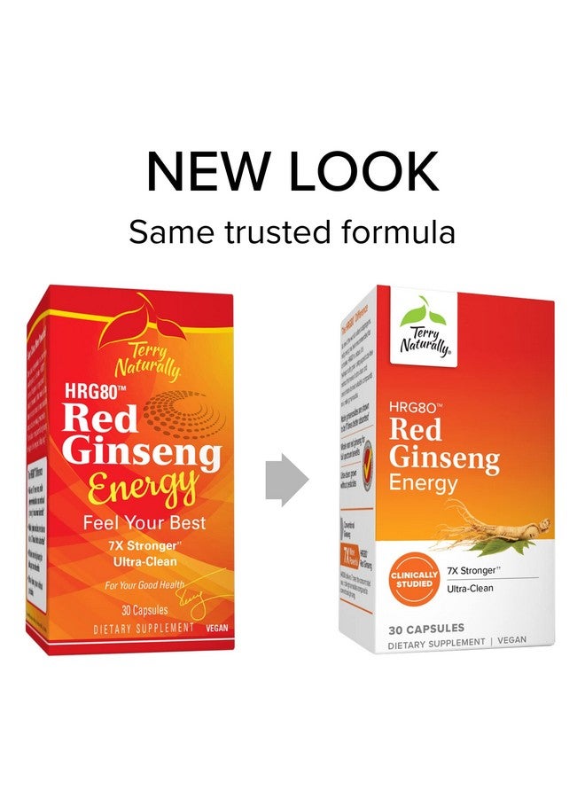 Terry Naturally Hrg80 Red Ginseng Energy 30 Capsules Red Ginseng Root Powder Panax Ginseng Hrg80 Nongmo Vegan Gluten Free 30 Servings - Image 3