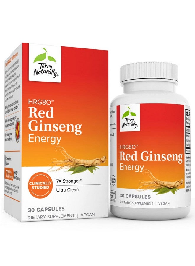 Terry Naturally Hrg80 Red Ginseng Energy 30 Capsules Red Ginseng Root Powder Panax Ginseng Hrg80 Nongmo Vegan Gluten Free 30 Servings - Image 2